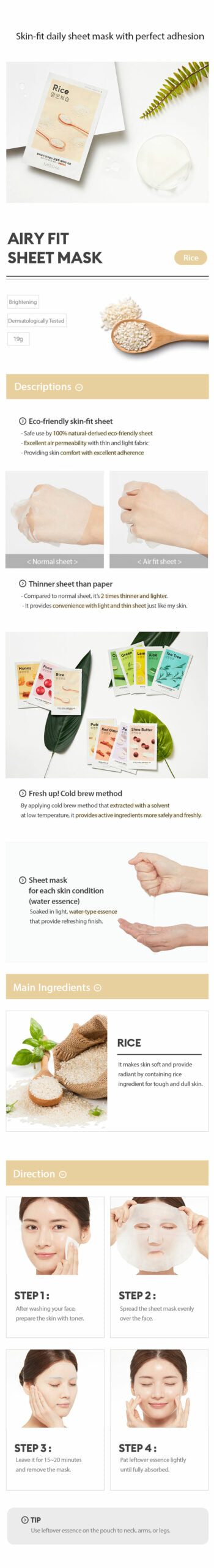 MISSHA Airy Fit Sheet Mask Rice